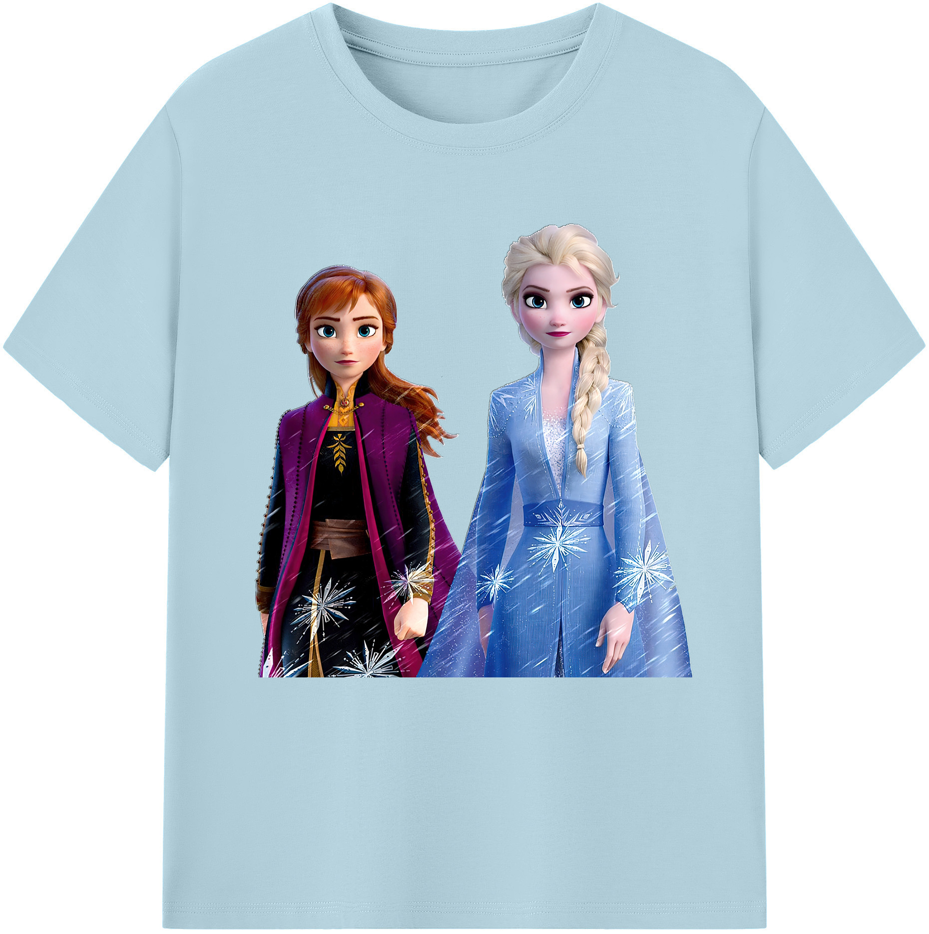 （画像用） アナと雪の女王 アンナ エルサ Frozen Anna Elsa 綿100％半袖Tシャツ（フロントプリント）